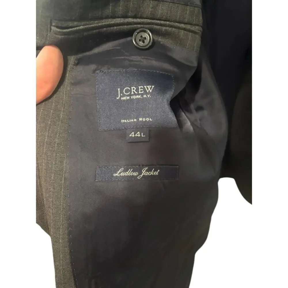J. Crew Ludlow Piana Blazer 44L Italian 120's Wool Suit Jacket Gray Sports Coat